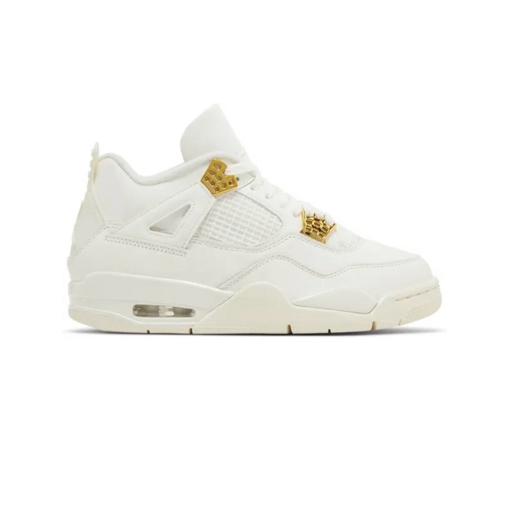 Jordan 4 Retro Metallic Gold White Sneakers Tennis Shoes Women's 10 Jordan Air